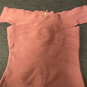 Mauve badged off the shoulder dress